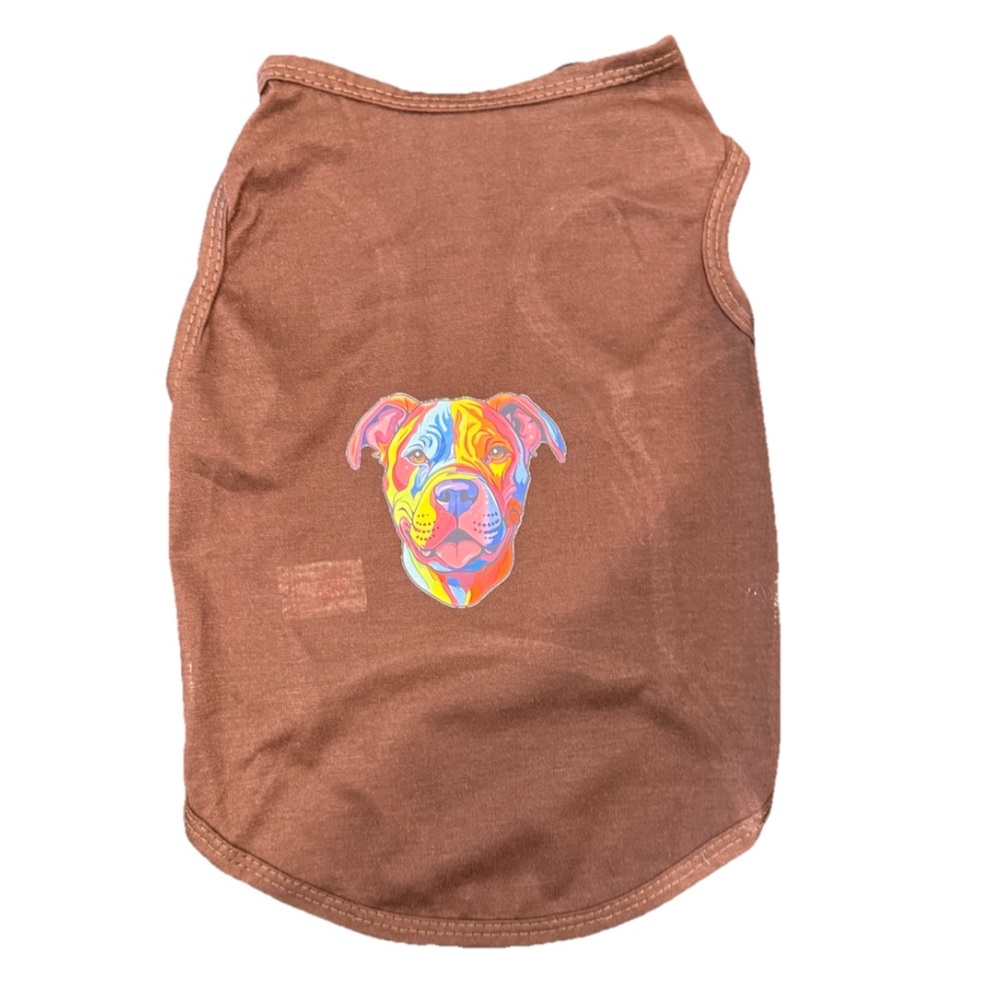 Dog T-Shirt with Graphic Brown Size Medium